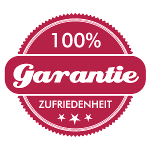 100 Prozent Zufriedenheitsgarantie, rot-wei�es Siegel
