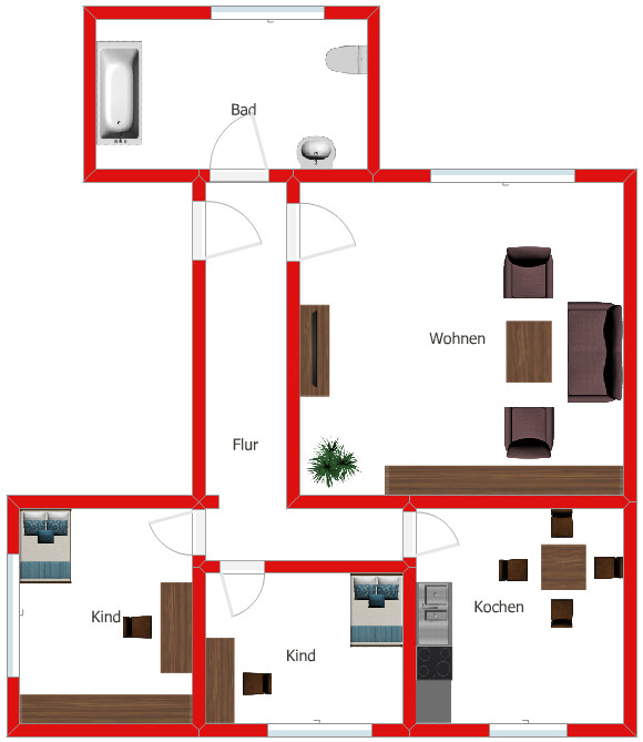 Grundriss OG links Etagenwohnung Dietzh�lztal / Mandeln