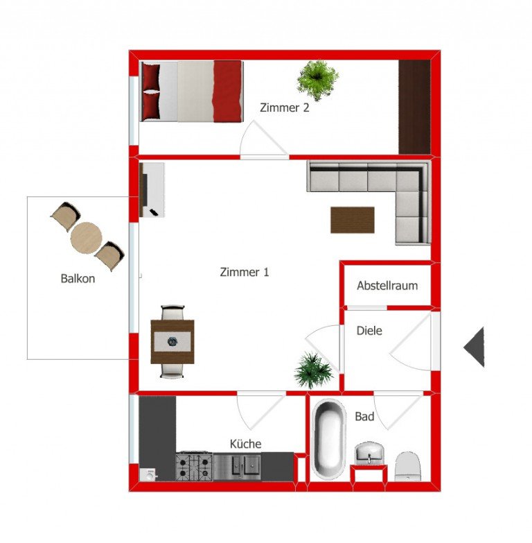 Grundriss Fahrland/Potsdam Erdgeschosswohnung Kapitalanleger aufgepasst! Charmante 2-Zimmer-Wohnung mit Balkon