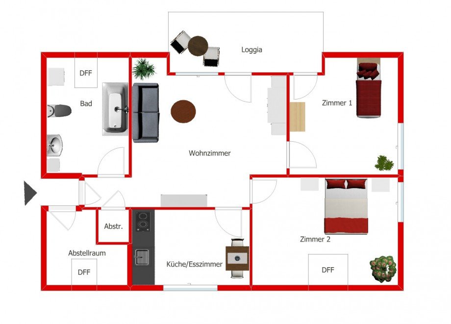 Grundriss Dachgeschosswohnung Dillenburg